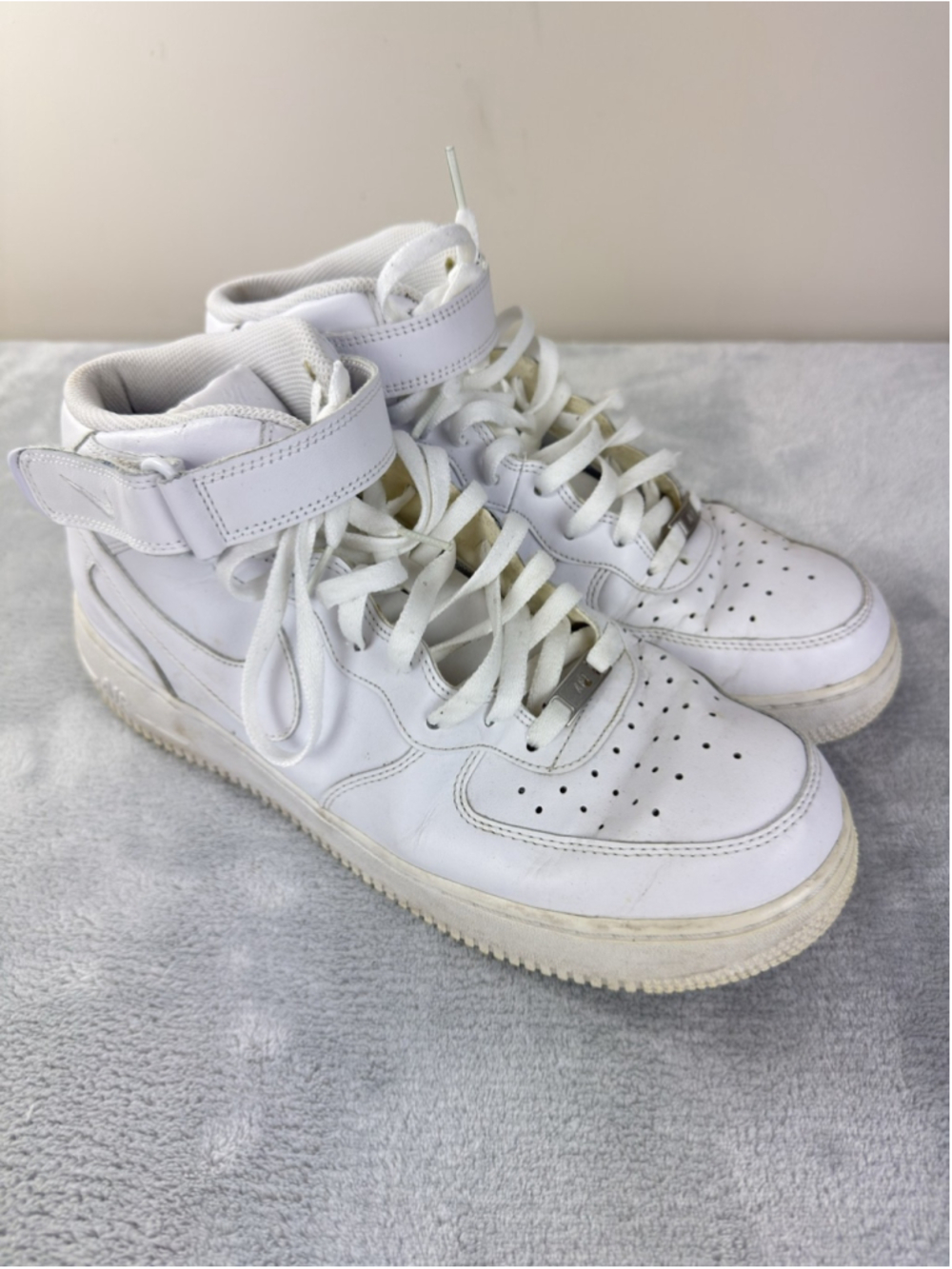 Nike Air Force 1 Mid Shoes Mens Size 12 White Leather Casual 315123-111